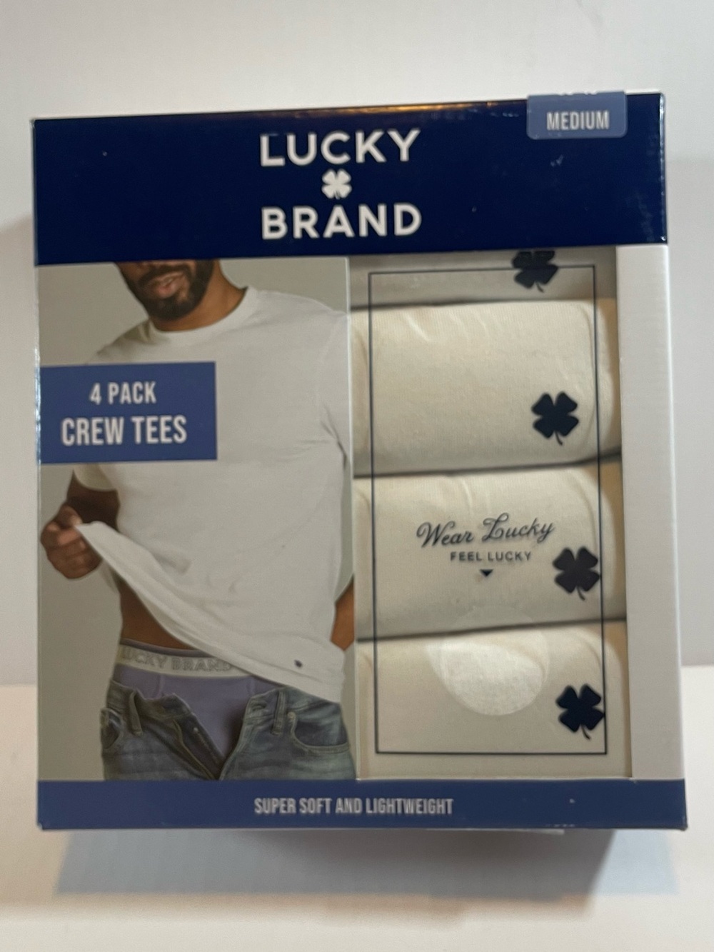 Lucky Brand White Short Sleeve Crew Neck 4-Pack Tees